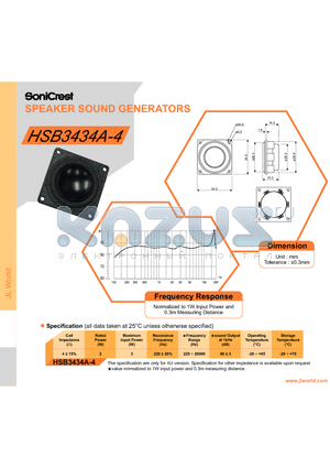 HSB3434A-4 datasheet - SPEAKER SOUND GENERATORS