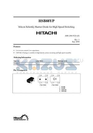 HSB88YP datasheet - Silicon Schottky Barrier Diode for High Speed Switching