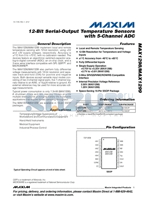 MAX1298_12 datasheet - 12-Bit Serial-Output Temperature Sensors with 5-Channel ADC