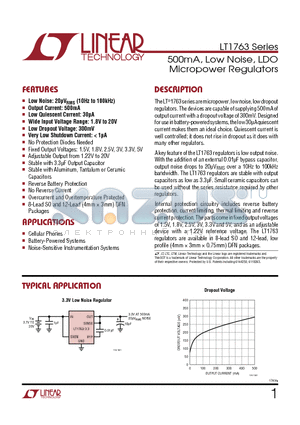 LT1763CDE-1.5-PBF datasheet - 500mA, Low Noise, LDO Micropower Regulators
