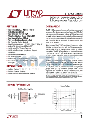 LT1763CDE-1.8 datasheet - 500mA, Low Noise, LDO Micropower Regulators