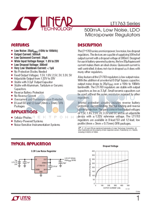 LT1763CDE-2.5TR datasheet - 500mA, Low Noise, LDO Micropower Regulators