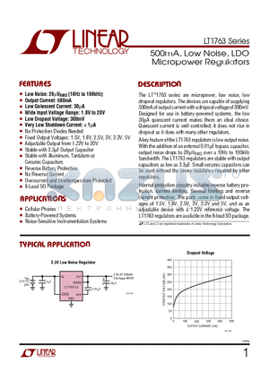 LT1763CS8-1.5 datasheet - 500mA, Low Noise, LDO Micropower Regulators