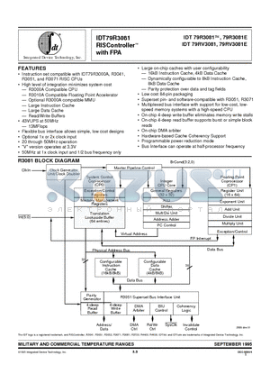 IDT79R3081-20FD datasheet - RISController with FPA