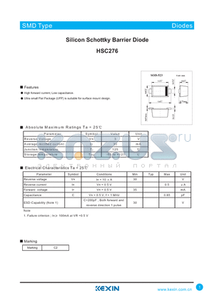 HSC276 datasheet - Silicon Schottky Barrier Diode