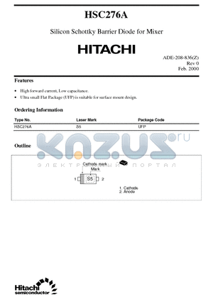 HSC276A datasheet - Silicon Schottky Barrier Diode for Mixer