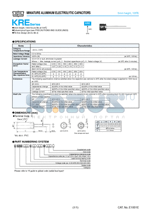 EKRE160ESS6R8MC05N datasheet - MINIATURE ALUMINUM ELECTROLYTIC CAPACITORS