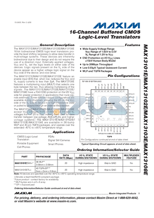 MAX13102E datasheet - 16-Channel Buffered CMOS Logic-Level Translators