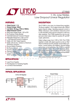 LT1764 datasheet - 1.1A, Low Noise, Low Dropout Linear Regulator