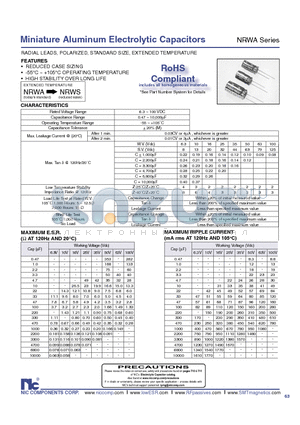 NRWA221M50V5X11TBF datasheet - Miniature Aluminum Electrolytic Capacitors