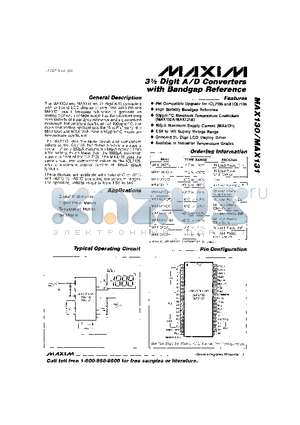 MAX131CQH datasheet - 3m Digit A/D Converters with Bandgap Refrence