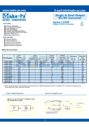 LCD20-24D12 datasheet - Single & Dual Output DC/DC Converter