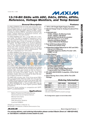 MAX1329 datasheet - 12-/16-Bit DASs with ADC, DACs, DPIOs, APIOs, Reference, Voltage Monitors, and Temp Sensor