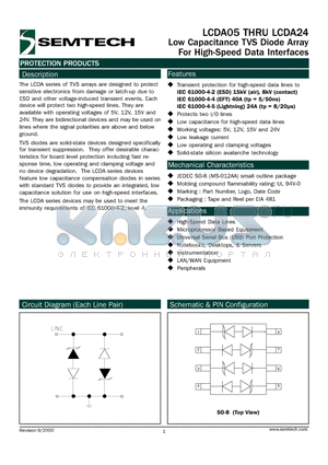 LCDA12TB datasheet - Low Capacitance TVS Diode Array For High-Speed Data Interfaces