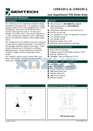 LCDA15C-1TC datasheet - Low Capacitance TVS Diode Array