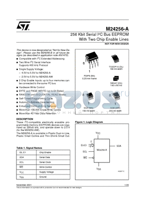 MM24256-AMW5T datasheet - 256 Kbit Serial I C Bus EEPROM With Two Chip Enable Lines