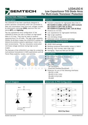 LCDA15.C-6TBT datasheet - Low Capacitance TVS Diode Array For Multi-mode Tranciever Protection