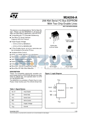 MM24256-ARBN6T datasheet - 256 Kbit Serial I C Bus EEPROM With Two Chip Enable Lines