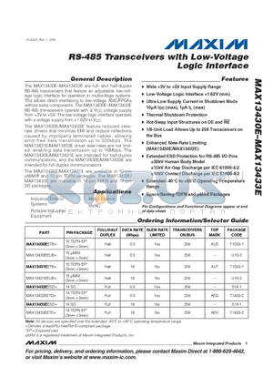 MAX13432E datasheet - RS-485 Transceivers with Low-Voltage Logic Interface