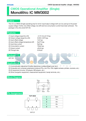 MM3002 datasheet - CMOS Operational Amplifier (Single)