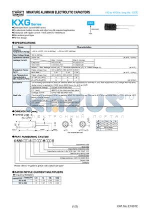 EKXG161ESS330MJ20S datasheet - MINIATURE ALUMINUM ELECTROLYTIC CAPACITORS