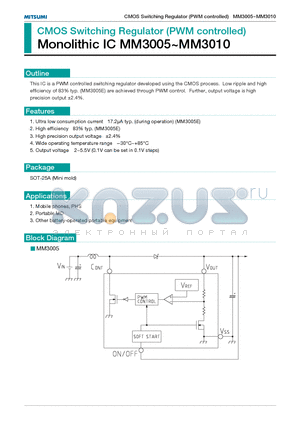 MM3008 datasheet - CMOS Switching Regulator (PWM controlled)