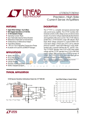 LT1787HVHS8 datasheet - Precision, High Side Current Sense Amplifiers