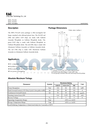 MVL-701GN datasheet - 2X4 rectangular led lamps