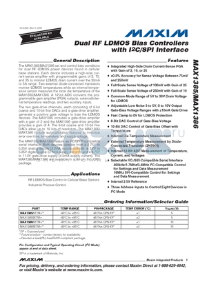 MAX1386 datasheet - Dual RF LDMOS Bias Controllers with I2C/SPI Interface