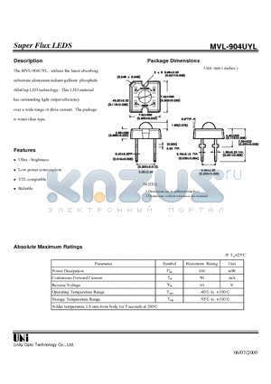 MVL-904UYL datasheet - Super Flux LEDS