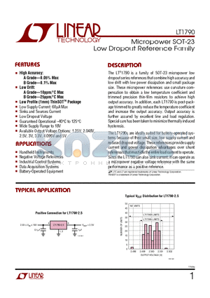 LT1790AIS6-1.25 datasheet - Micropower SOT-23 Low Dropout Reference Family