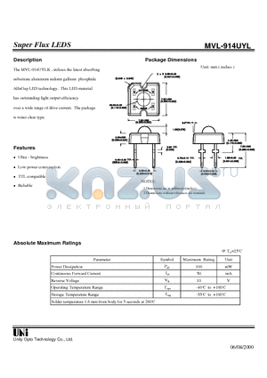 MVL-914UYL datasheet - Super Flux LEDS