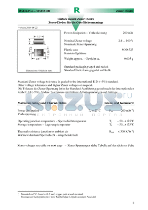 MM3Z10 datasheet - Surface mount Zener Diodes