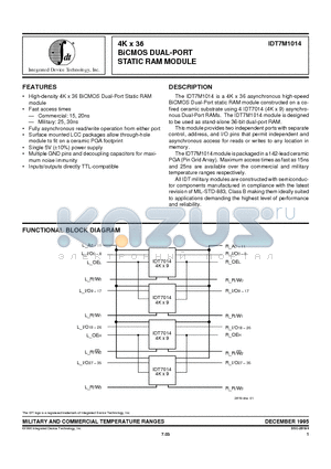 IDT7M1014S15GB datasheet - 4K x 36 BiCMOS DUAL-PORT STATIC RAM MODULE