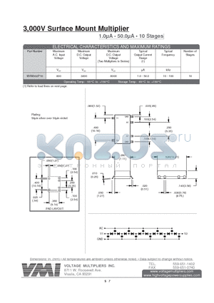 MVM302P10 datasheet - 3,000V Surface Mount Multiplier