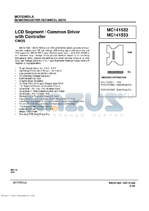 MCC141533Z datasheet - LCD SEGMENT / COMMON DRIVER WITH CONTROLLER COMS