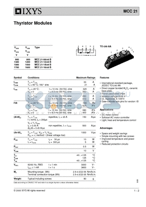 MCC21-16IO8B datasheet - Thyristor Modules