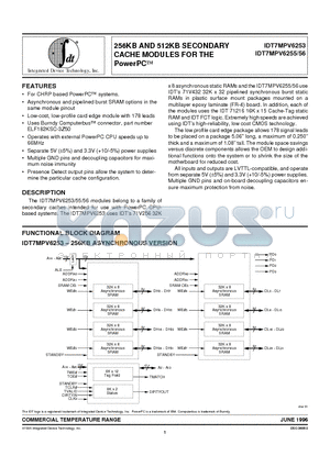 IDT7MPV6255 datasheet - 256KB AND 512KB SECONDARY CACHE MODULES FOR THE PowerPCO