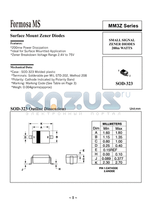 MM3Z15VT1 datasheet - Surface Mount Zener Diodes