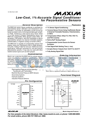 MAX1450C/D datasheet - Low-Cost, 1%-Accurate Signal Conditioner for Piezoresistive Sensors