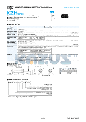 EKZH100ESS331MF11D datasheet - MINIATURE ALUMINUM ELECTROLYTIC CAPACITORS