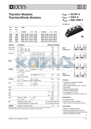 MCC56-14IO1B datasheet - Thyristor Modules /Diode Modules