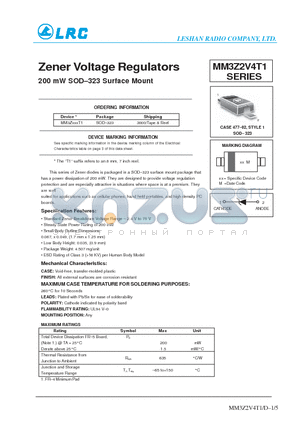 MM3Z20VT1 datasheet - Zener Voltage Regulators