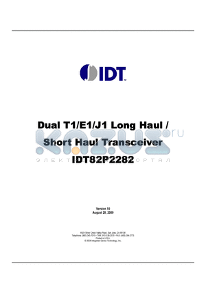 IDT82P2282PFBLANK datasheet - Dual T1/E1/J1 Long Haul / Short Haul Transceiver