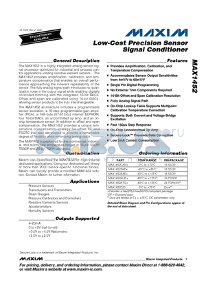 MAX1452C datasheet - Low-Cost Precision Sensor Signal Conditioner