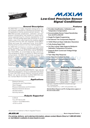 MAX1452C/D datasheet - Low-Cost Precision Sensor Signal Conditioner