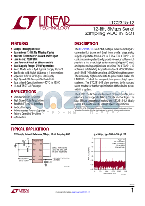 LT1818 datasheet - 12-Bit, 5Msps Serial Sampling ADC in TSOT