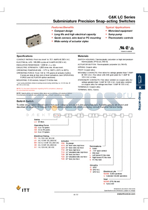 LCGDF5A10ECUE datasheet - Subminiature Precision Snap-acting Switches