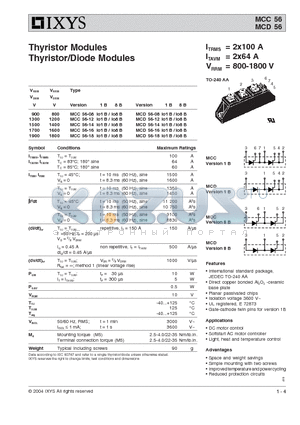 MCD56-18IO1 datasheet - Thyristor Modules /Diode Modules