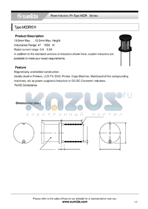 MCDR1511 datasheet - Power Inductor